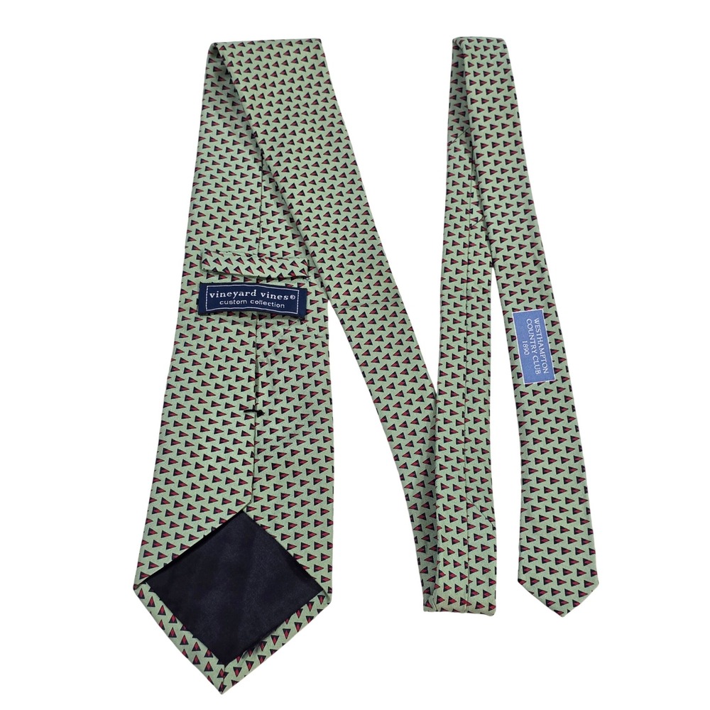 Vineyard‎ Vines Westhampton Country Club Silk Tie Green Triangle Geometric USA